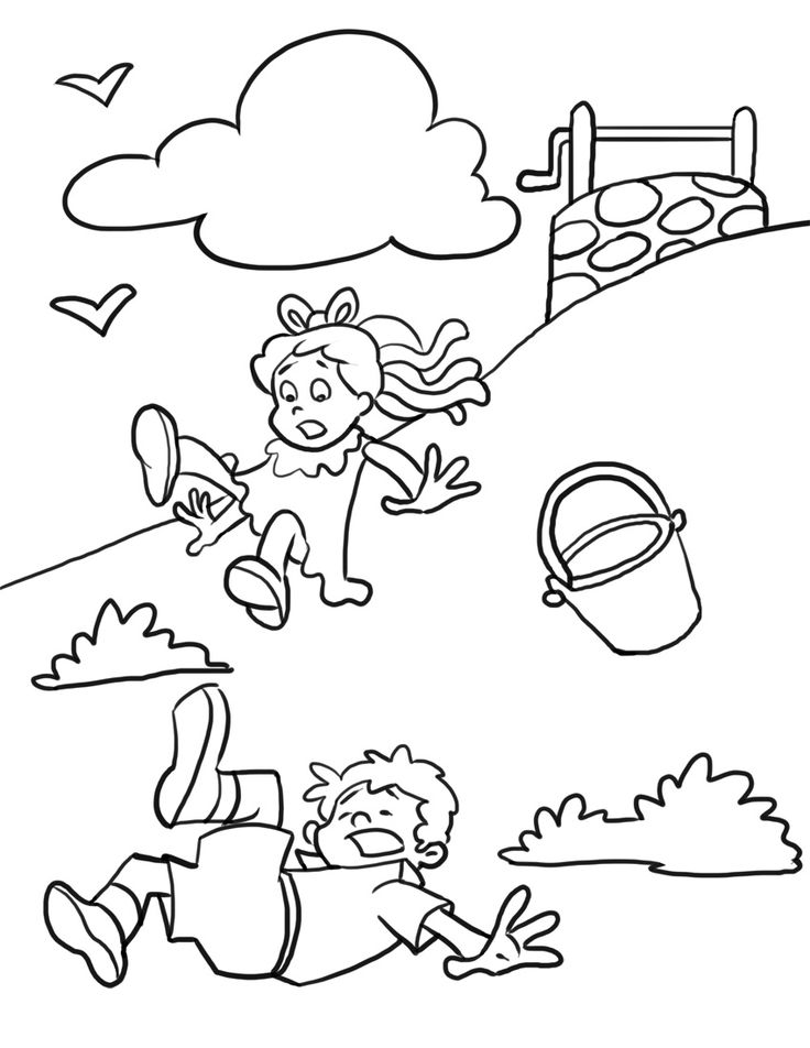 Black and white picture of jack and jill clipart